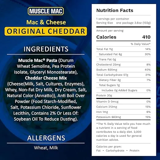 Muscle Mac | Macaroni and Cheese Microwavable Mega Cups, 20 Grams Of Protein Per Serving, Real Cheese, Non-GMO, (12 Cups)