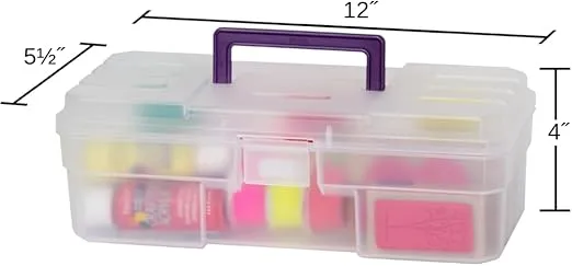 Akro-Mils 12-Inch ProBox Plastic Art Supply, Hobby or Craft Storage Toolbox, Model 09912CLPUR, (12-Inch x 5-1/2-Inch x 4-Inch), Clear