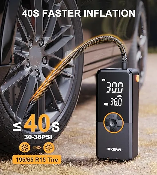 Tire Inflator Portable Air Compressor, 150PSI Air Pump for Car Tires, Cordless Air Compressor with Inflation and Deflation Modes, 12V DC Tire Pump for Car, Motorcycle, Bicycle, Balls, Car Accessories