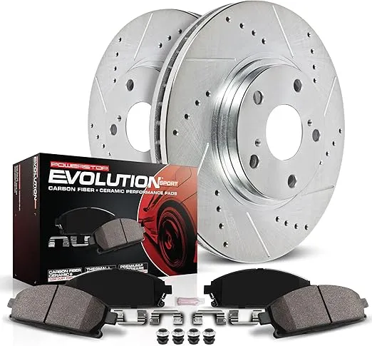 Power Stop K1233 Front Z23 Carbon-Fiber Ceramic Brake Pads and Drilled Slotted Rotors Brake Kit For 1995-2002 Toyota 4Runner [Models with 297mm Front Rotors Only] | 1998-2004 Toyota Tacoma 6 Lug