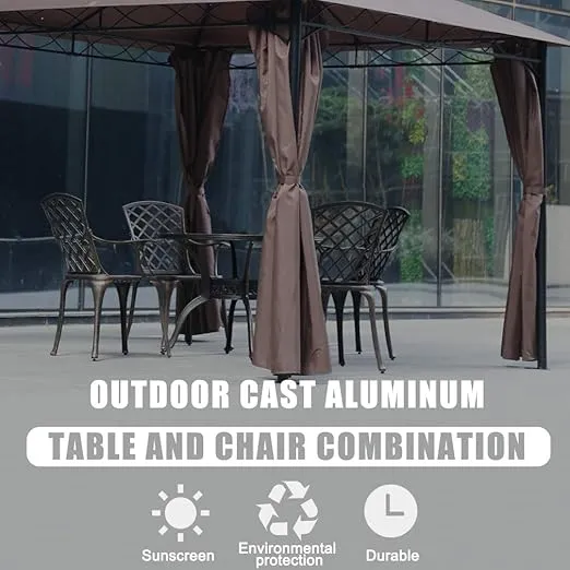 FDW Patio Table Patio Dining Table Outdoor Dining Table Wrought Iron Patio Furniture Patio Furniture Outdoor Table Weather Resistant(Round)