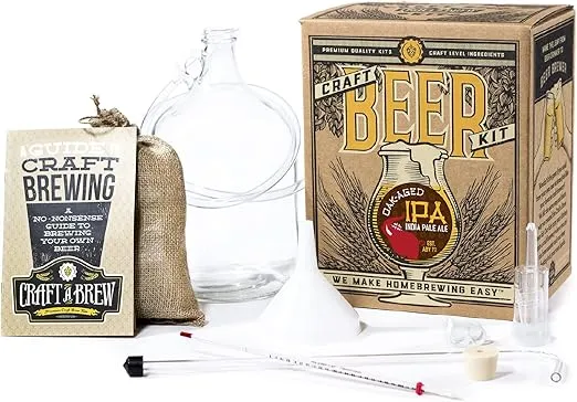 Craft A Brew - Oak Aged IPA - Beer Making Kit - Make Your Own Craft Beer - Complete Equipment and Supplies - Starter Home Brewing Kit - 1 Gallon