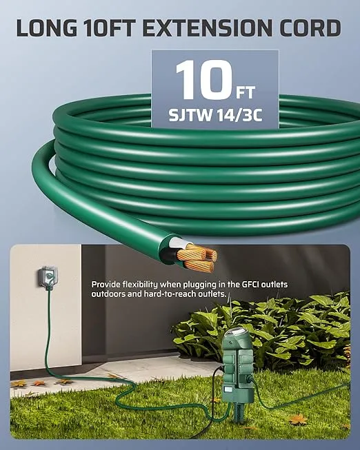 DEWENWILS Outdoor Power Strip Timer with Photocell, Yard Stake Timer Dusk to Dawn, Weatherproof Countdown Light Timer, 6 Outlets 10ft Cord Timer for Christmas Decoration Lights, 1875W/15A UL Listed