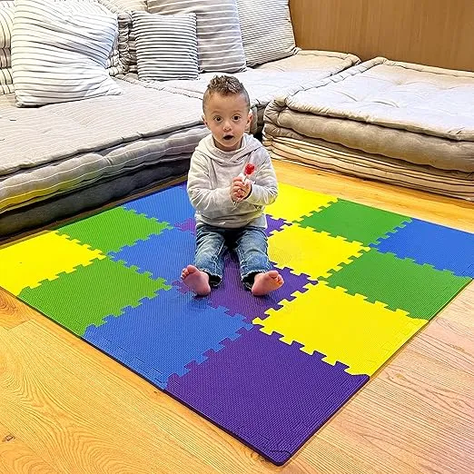 MioTetto 18 (2 for Free) Tiles of Soft Non-Toxic Baby Play Mat, EVA Foam Jigsaw Puzzle Play Mat, Interlocking Squares for Babies, Toddlers & Kids Gym, Nursery, Playroom, 16 Sq Ft