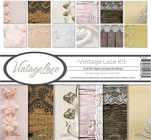 Reminisce (REMBC) Vintage Lace Scrapbook Collection Kit, Multi Color Palette