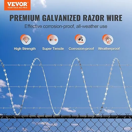 VEVOR 147FT Razor Wire, 147 FT, Sliver