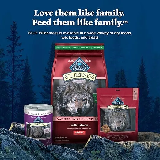 Blue Buffalo Wilderness Adult High-Protein Dry Dog Food with Real Salmon, Grain-Free, Made in the USA with Natural Ingredients, Salmon, 24-lb Bag