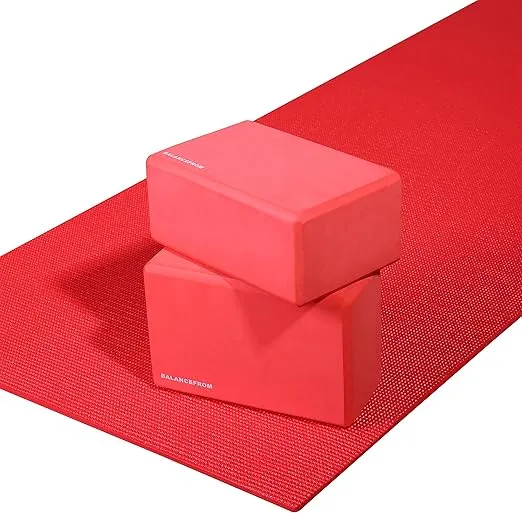 Set of 2 High Density Yoga Blocks, 9"x6"x4" Each, Pair, Multiple Colors