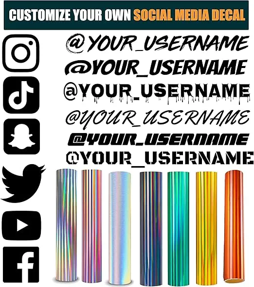 VulgrCo Holographic Custom Social Media Decal Stickers Customized Name Username Logo Brand Vinyl