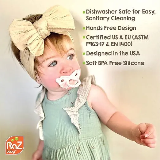 RaZbaby RaZberry Silicone Baby Teether Toy - Berrybumps Soothe Babies Sore Gums - Hands Free Design - BPA Free - Easy-to-Hold - Teething Relief Pacifier For Infant - Fruit Shape/Red