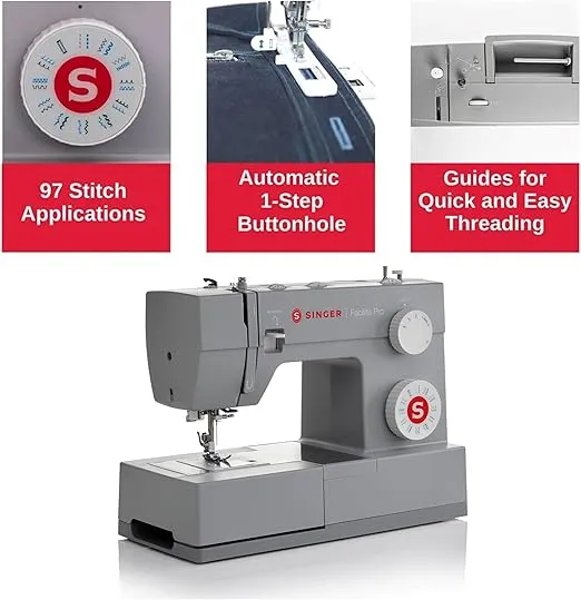 SINGER Heavy Duty 4423 High Speed Sewing Machine with Accessory Kit | Strong Motor With Enhanced Piercing Power, 97 Stitch Applications, Full Metal frame, 1-step Buttonhole & LED Light