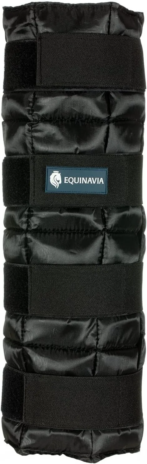 Equinavia Cool Relief Therapy Ice Boots Leg Wraps for Horses, Gel Pack with Adjustable Straps | 16.5" x 15.5" Single - Black - One Size