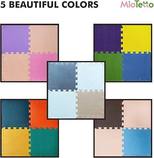 MioTetto 18 (2 for Free) Tiles of Soft Non-Toxic Baby Play Mat, EVA Foam Jigsaw Puzzle Play Mat, Interlocking Squares for Babies, Toddlers & Kids Gym, Nursery, Playroom, 16 Sq Ft