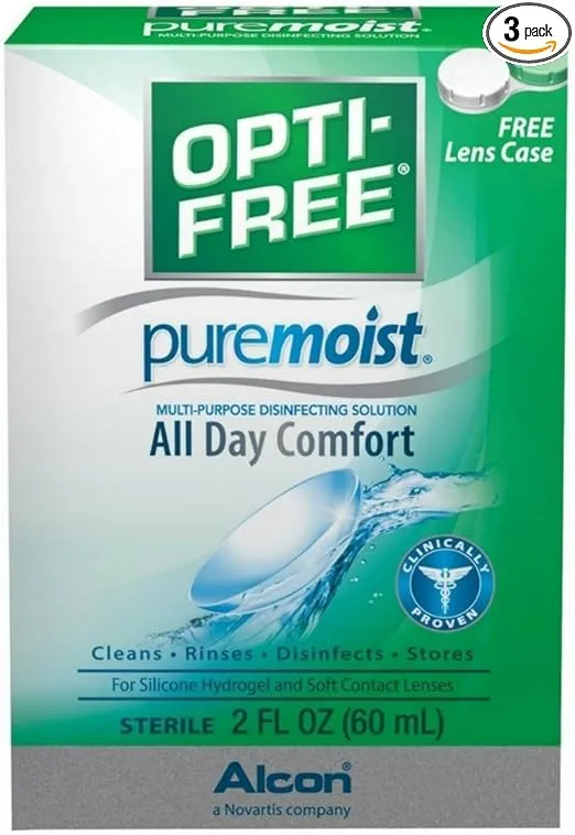 OPTI-FREE Pure Moist Multi-Purpose Disinfecting Solution, All Day Comfort 2 oz (Pack of 3)