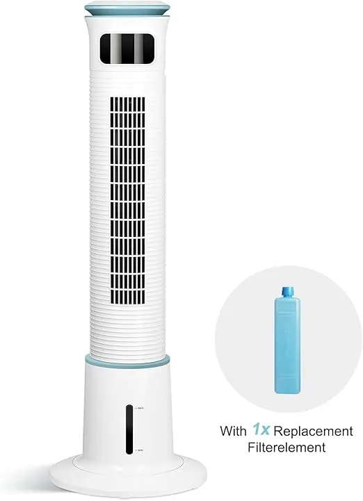 Simple Deluxe Mist Tower Fan, 12 Speeds & 3 Modes Settings Standing Fan, 15 Hour Timing Closure Cooling Fan, Low Noise