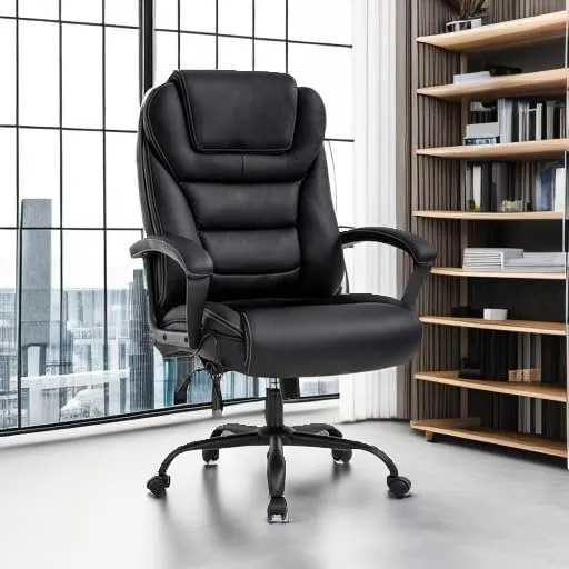 Big and Tall Office Chair 500lbs Wide Seat Ergonomic Desk Chair with Lumbar Support Arms High Back PU Leather Executive Task Computer Chair for Heavy People Women,Black