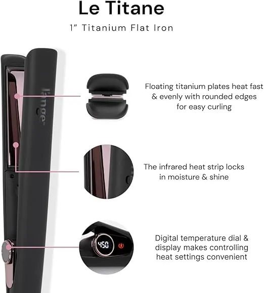L'ANGE HAIR Le Titane Titanium Flat Iron Hair Straightener and Curler 2 in 1 | Best Curling Flat Iron for All Hair Types | Dual Voltage Flat Iron for Travel | Hair Straightening Irons (Black 1")