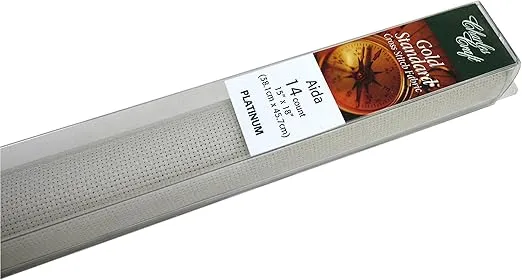 DMC GD1436-5614 Classic Reserve Gold Label Aida Fabric Box, Platinum, 14 Count