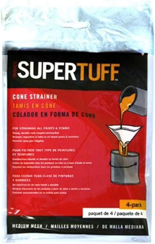 Trimaco SuperTuff Cone Strainer Medium Mesh, 4-Pack