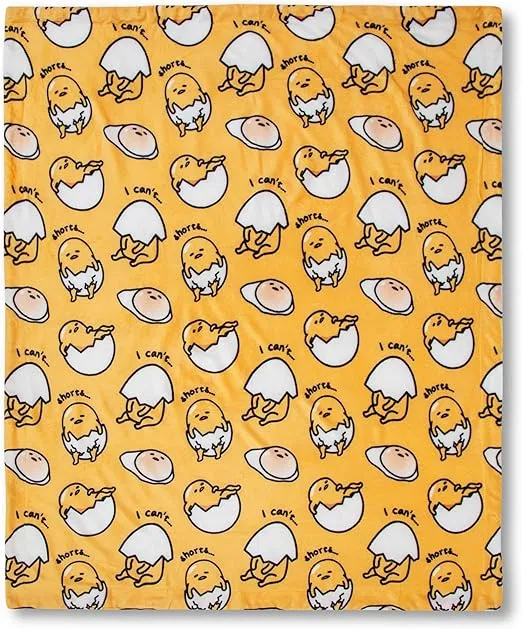 Sanrio Gudetama Eggshell Shorts Silk-Touch Sherpa Throw Blanket | Plush Soft Polyester Cover for Sofa and Bed