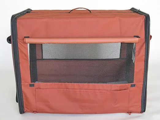 Go Pet Club 18" Soft Collapsible Dog Crate, Portable Pet Carrier, Thick Padded Pet Travel Crate for Indoor & Outdoor, Foldable Kennel Cage with Durable Mesh Windows, Brown