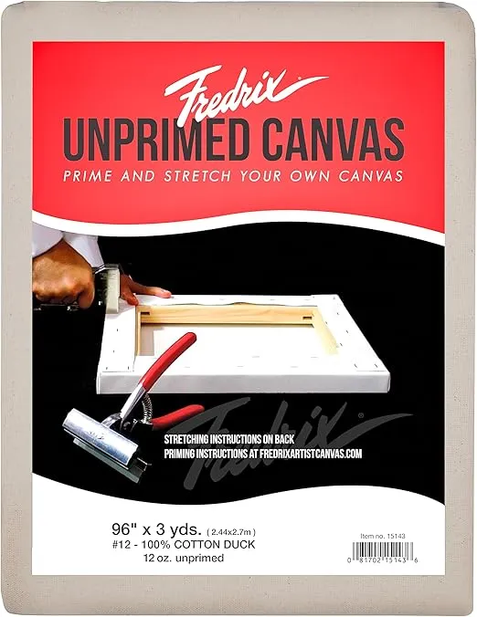 FREDRIX PRO Series Folded Unprimed Cotton Canvas, 96" x 3 yds, Beige