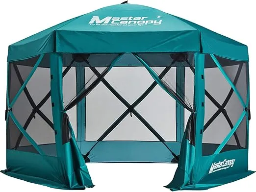 MASTERCANOPY 12x12 Portable Screen House Room Pop up Gazebo Outdoor Camping Tent （12x12,Green）
