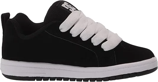 DC Boy's Court Graffik Skate Shoe, Black/White, 12 M US