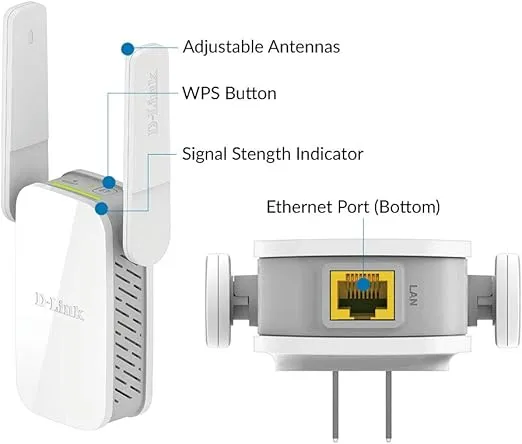 D-Link DAP-1530-US, WiFi Range Extender, AC750 Mesh Plug in Wall Signal Booster, Dual Band Wireless Repeater Access Point for Smart Home