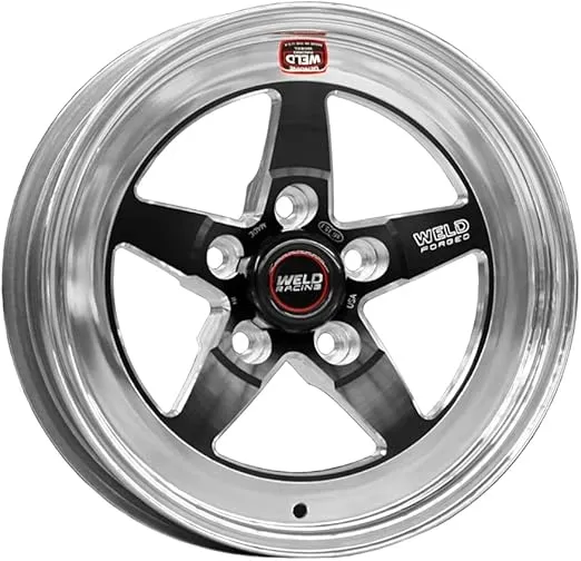 Weld Racing Wheel, S71, 15 x 10 in, 7.500 in Backspace, 5 x 120 mm Bolt Pattern, Medium Pad, Aluminum, Black Anodize/Polished, Each
