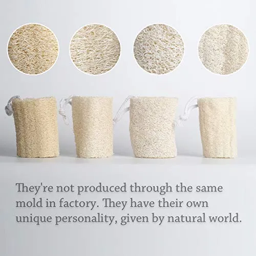 4" Natural Loofah Exfoliating Body Sponge Scrubber for Skin Care in Bath Spa Shower Pack of 4