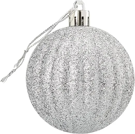 Mini Glitter, Mirror Shatterproof Christmas Tree Ball Ornaments (Teal, Silver, 1.5 in, 48 Pack)