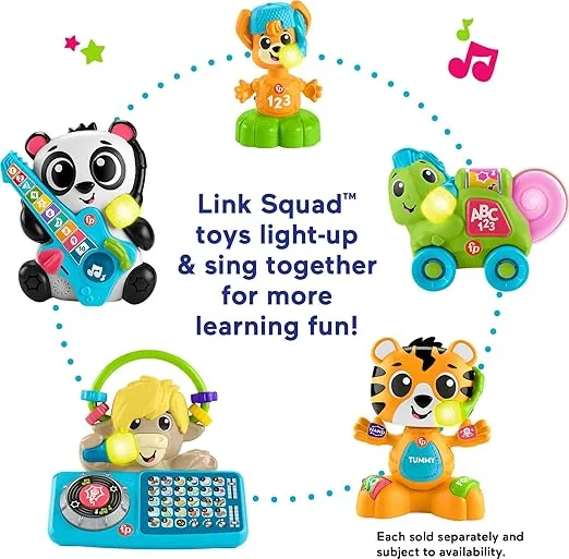 Fisher-Price Baby Learning Toy Link Squad Jam & Count Panda with Music & Lights for Ages 9+ Months, Compatible Only with Link Squad Items