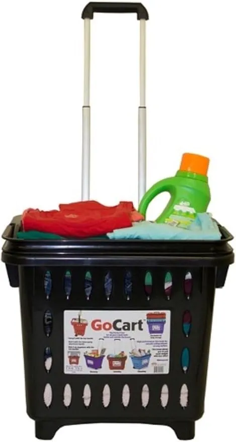 dbest products GoCart, Black Grocery Cart Shopping Laundry Basket on Wheels