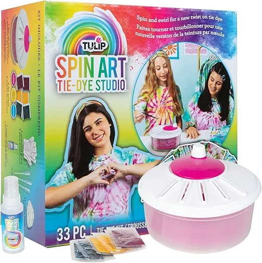 Tulip One-Step Tie-Dye Spin Art Kit, Fashion DIY with Fabric Dye, Fun Activity for All, Vibrant Classic Colors, Kids Age 8+
