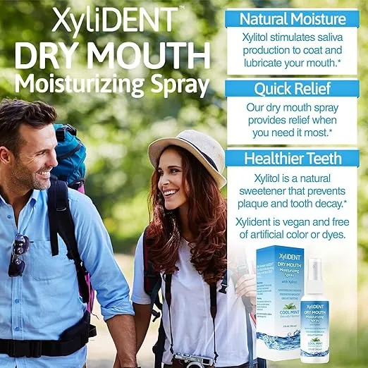 Nature's Stance XyliDENT Xylitol Dry Mouth Spray for Dry Mouth Relief - Stimulates Saliva, Freshens Breath, Reduces Acid Production, Fast Acting Extended Relief, 2 Ounce (Cool Mint)