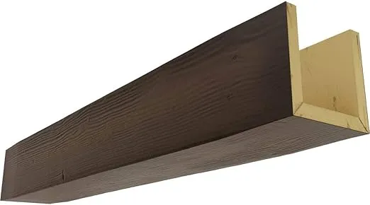 Ekena Millwork BMSD3C0080X060X192NM 3-Sided (U Sandblasted Endurathane Faux Wood Ceiling Beam, 8"W x 6"H x 16'L, Natural Mahogany