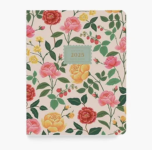 RIFLE PAPER CO. 2025 12-Month Appointment Notebook | Sections for Monthly Views (Important Dates and Extra Notes), Roses