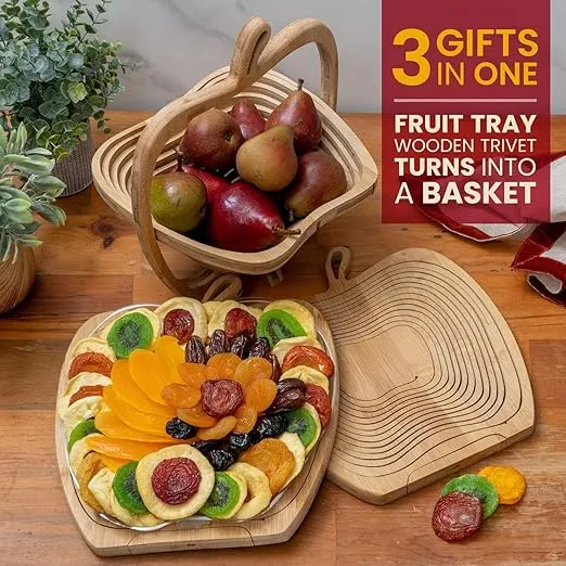 Dried Fruit Gift Basket– Healthy Gourmet Snack Box - Holiday Food Tray - Variety Snacks - Birthday, Sympathy, Mom, Dad, Corporate Tray - Bonnie & Pop