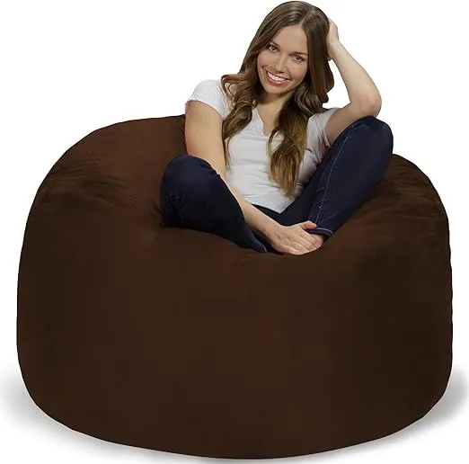 Chill Sack Bean Bag Chair Cover, 4-feet, Microsuede -Chocolate