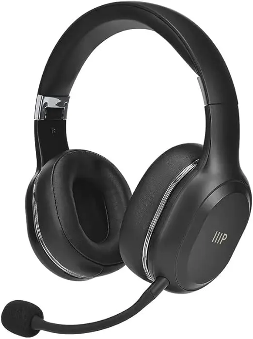 Monoprice Bluetooth 5.0 + USB Transmitter Wireless Web Meeting Headset - with 3D Stereo Surround Sound and Detachable Boom Mic