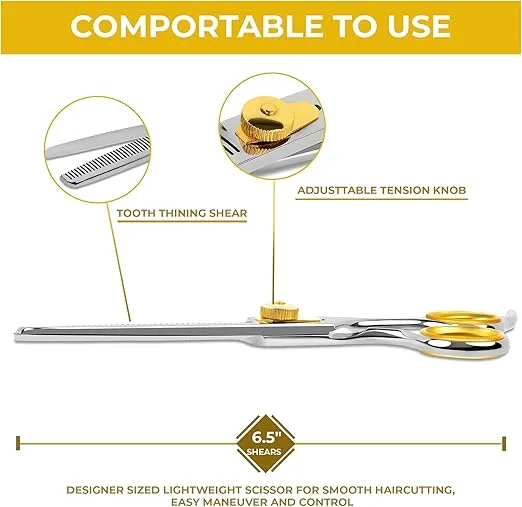 Professional Cat and Dog Grooming Scissors 6.5" 42-Tooth heavy-duty Thinning Scissors for Dogs and Cats, 440c Japanese Steel Comfortable Long-Lasting Sharpness for Years