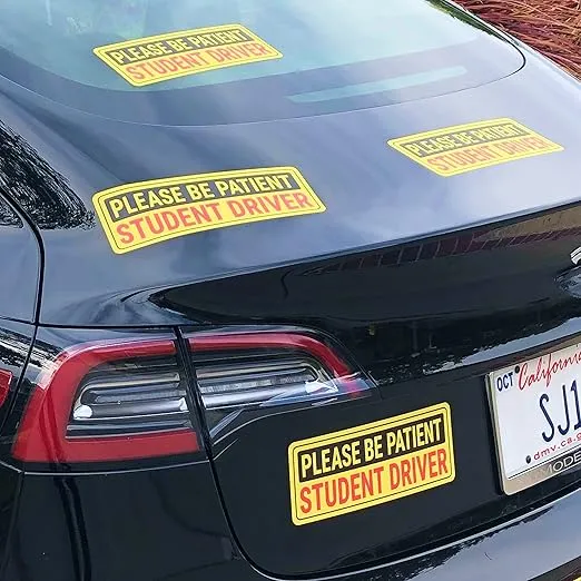 Non-Magnetic Student Driver Stickers - Removable Student Driver Decals for Cars & Windows - Paint-Safe Student Driver Signs (10x4 inches, 4-Pack)