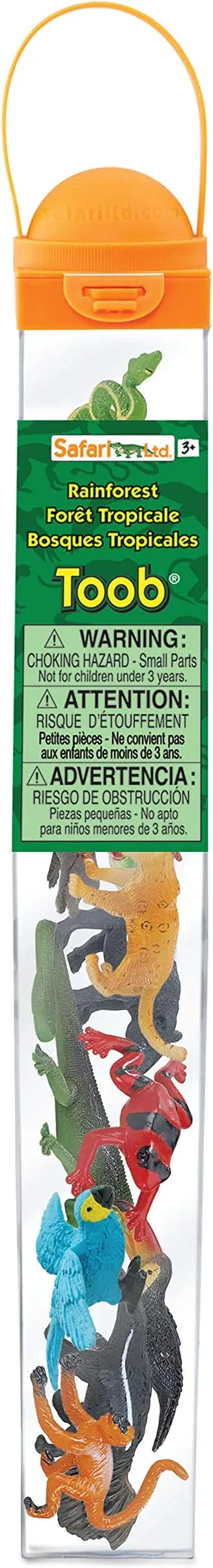 Safari Ltd. Rainforest TOOB - 11 Figurines: Macaw, Frogs, Toucan, Iguana, Monkey, and More - Educational Toy Figures For Boys, Girls, and Kids Ages 3+