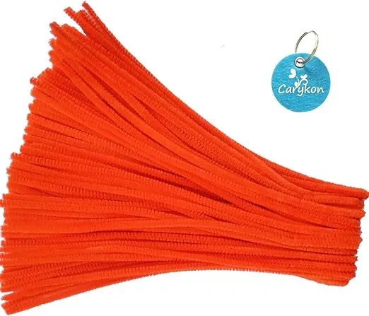 100 Pieces Fuzzy Chenille Stems Pipe Cleaners for Arts and Crafts (Orange)