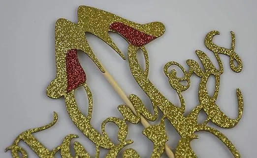 50 & Fabulous Cake Topper for 50th Anniversary Wedding Birthday Party Decorations, Gold Glitter