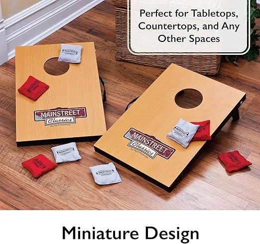 Mainstreet Classics Micro Bean Bag Toss: Travel Sized, (16" x 10.5" Boards) Mini Cornhole Game Set