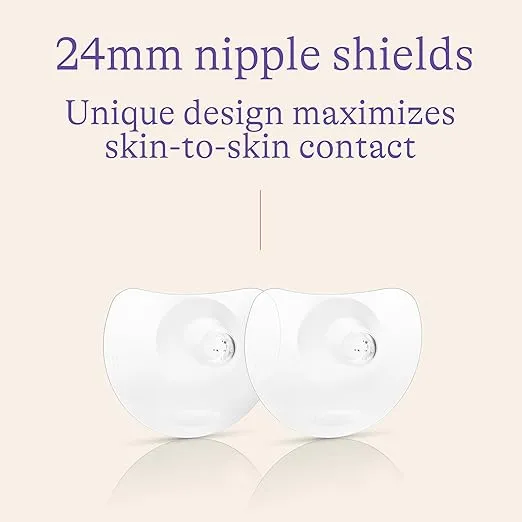 Lansinoh Contact Nipple Shields for Breastfeeding, 2 Nipple Shields (24mm) and Case