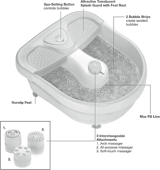 Conair Soothing Pedicure Foot Spa Bath with Bubbles, Deep Basin Relaxing Foot Bath with Jets, Seafoam/White
