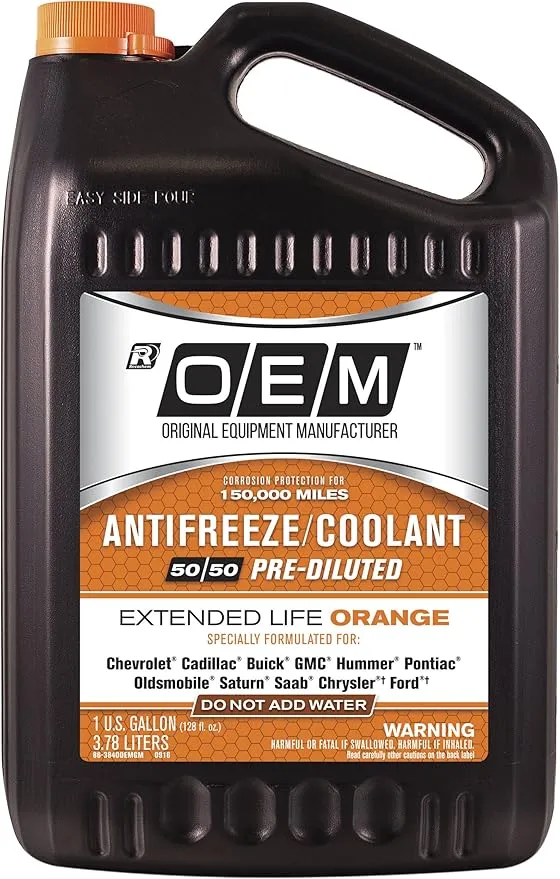 OEM Recochem American Vehicles Premium Antifreeze 50/50 Extended Life Coolant Orange, 1 Gallon, 1 Pack